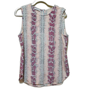 Equipment Femme Pink and Gray snake print Patterned sleeveless shell size m